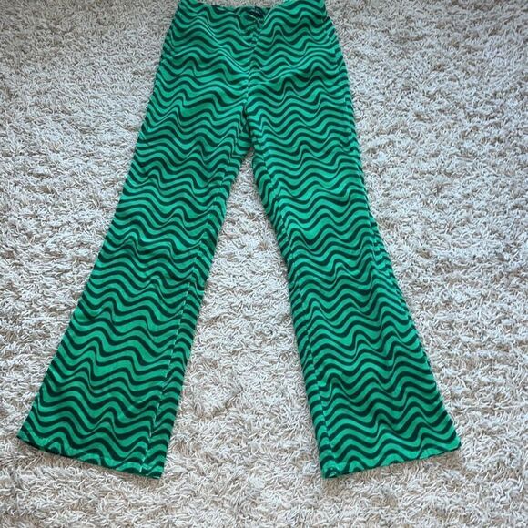 Wild Fable Green Psychedelic Swirl Corduroy Flare Pants Cotton Women’s medium - Picture 1 of 14
